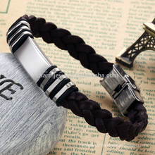 2015 new arrival classic jewelry stainless steel bracelet braided leather bracelet fashion design PH797